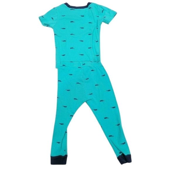 Teal and navy whale pajama set - Picture 2 of 3
